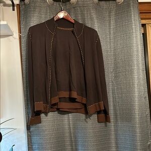Elegant Brown Women's two piece sweater set
